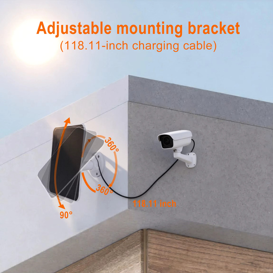 ELEGEEK 10 W Solarpanel für Outdoor-Kameras, wasserdichtes Solarzellen-Ladegerät kompatibel mit Eufycam, Ring und Arlo - Bild 3