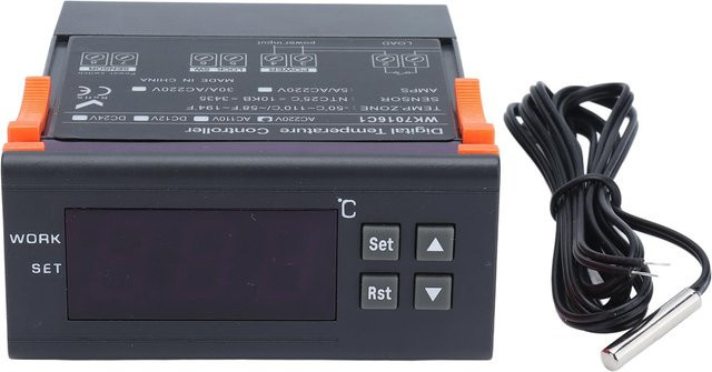 TOMTOP JMS Digitaler Temperaturregler mit LCD-Anzeige und Sonde in Schwarz - Bild 1