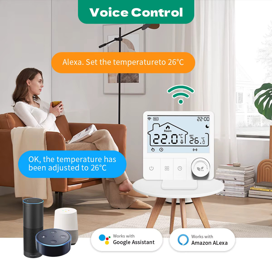 Tuya Smart Wifi Thermostat für Gas- und Wasserheizungen, Batteriebetrieben, Weiß - Bild 3