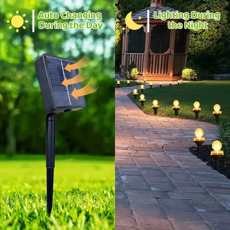WELPUR Solarbetriebene Kugelleuchte für den Garten in Schwarz mit warmweißem LED-Licht und intelligentem Dämmerungssensor - Bild 2