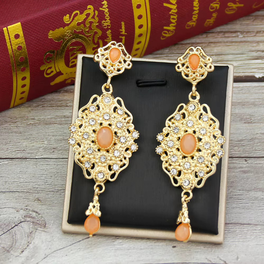 Sunspicems Ohrring, Gold Farbe, Arabische Blume, Kristall, Damen - Bild 2