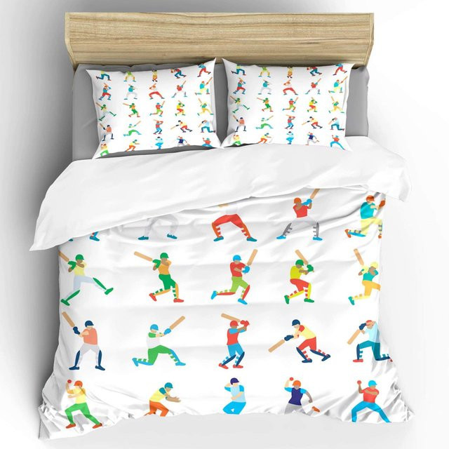 Cricket Bettwäsche-Set mit abstraktem Sportmuster von JMG Household Supplies, 3-teilig aus Mikrofaser, Mehrfarbig, B x H: 150 x 200 cm - Bild 1
