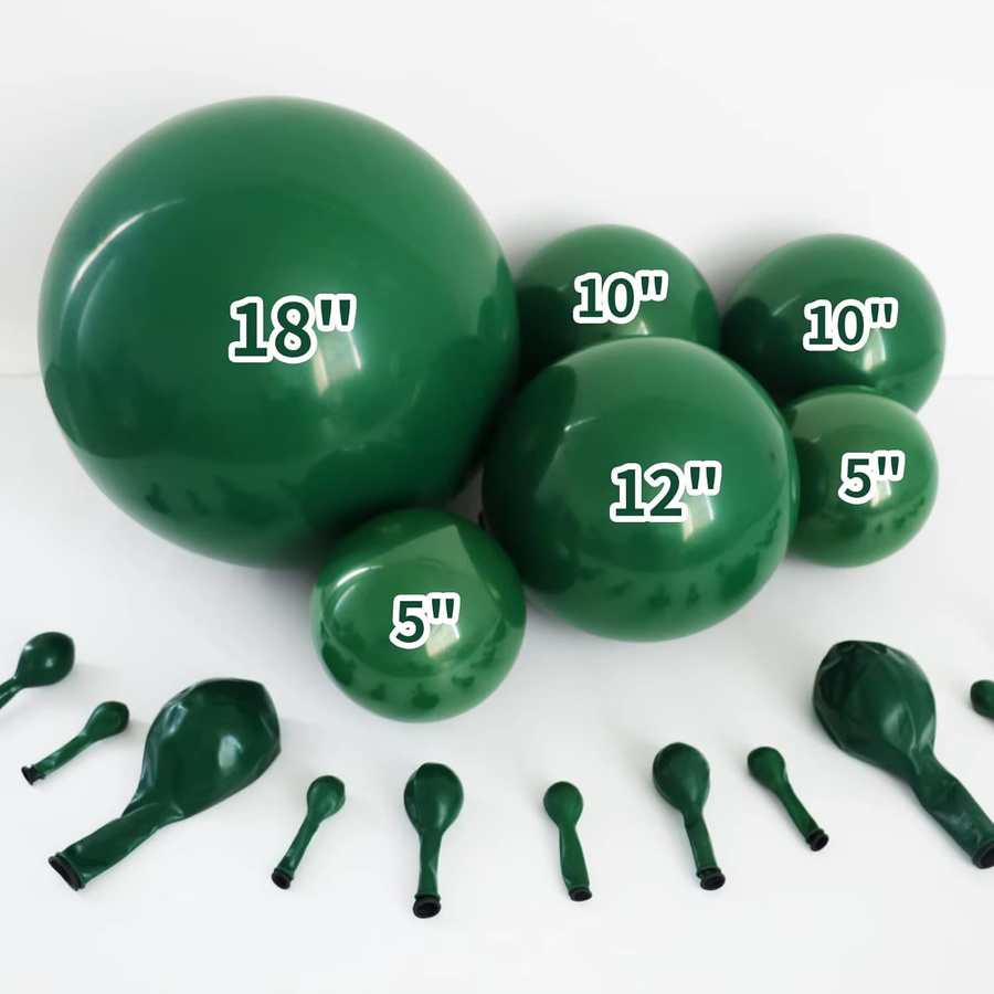 100 Stück dunkelgrüne Latexballons von MicroPlush für Dschungel- und Safari-Dekorationen, runde Luftballons in verschiedenen Größen - Bild 2