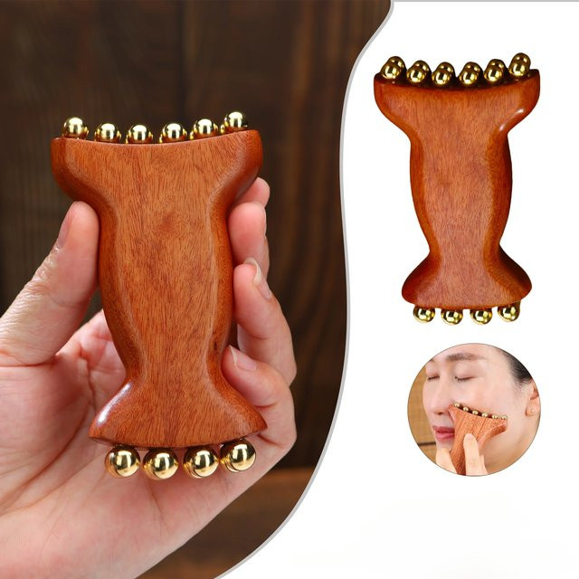Gesichtsmassagegerät aus Kupfer und Holz, Unisex - Bild 1
