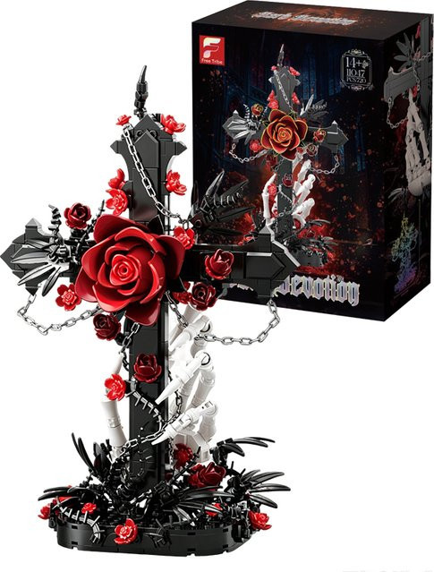 AMAZINGBLOKS Skelett-Hand-Rosen-Kreuz Baukasten, 720 Teile, ab 14 Jahre - Bild 1