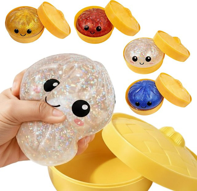 alloet Glitzernder Brötchen-Dampfgarer, dehnbares Schreibtischspielzeug, Quetsch-Teigball - Bild 1