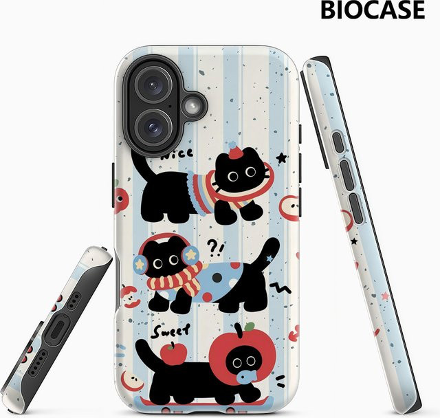Potdemiel Handyhülle mit schwarzem Katzenmotiv für iPhone 17 16 15 14 13 Pro Max Plus, magnetisch und robust in Schwarz und Multicolour - Bild 1