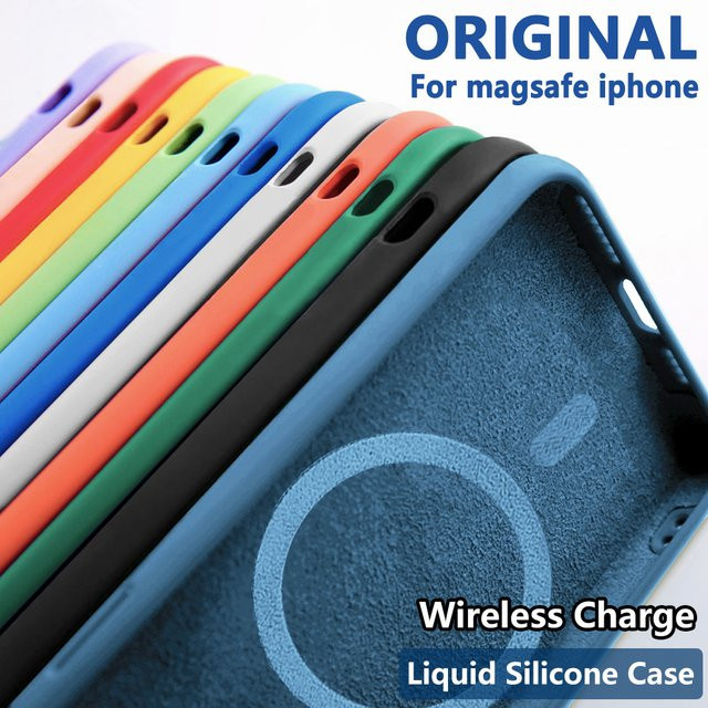 Basscor Magnetische Silikon Hülle mit MagSafe für iPhone 11 12 13 14 Pro Max Mini und SE in Pink - Bild 1