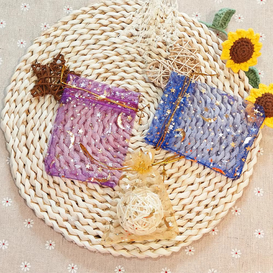 Mehrfarbige Organza Geschenkbeutel mit Mond und Sternen für Schmuck, Hochzeiten und Partys - Bild 2