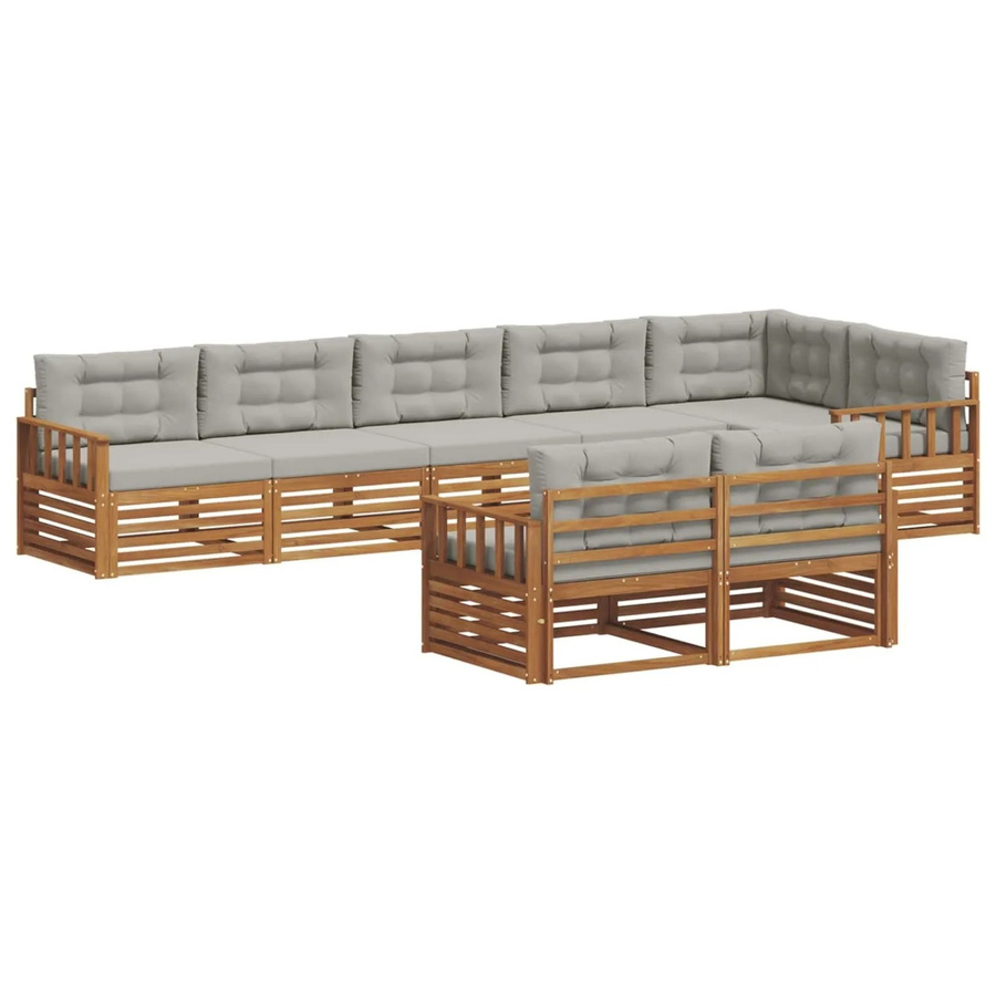 vidaXL Outdoor-Sofagarnitur aus Akazienholz mit Kissen, 25-teilig, Natur und Grau - Bild 2