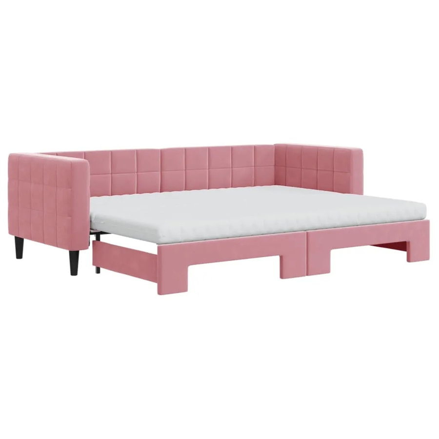 vidaXL Tagesbett ausziehbar mit Matratze in Rosa aus Samt, B/T/H: 200 x 80 x 68 cm - Bild 2