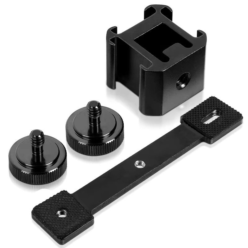 Andoer Cold Shoe Halterung Verlängerungsstange mit dreifachem 1/4 Zoll und 3/8 Zoll Gewinde in Schwarz für Gimbal, Stabilisator, Stativ und Kamera - Bild 3