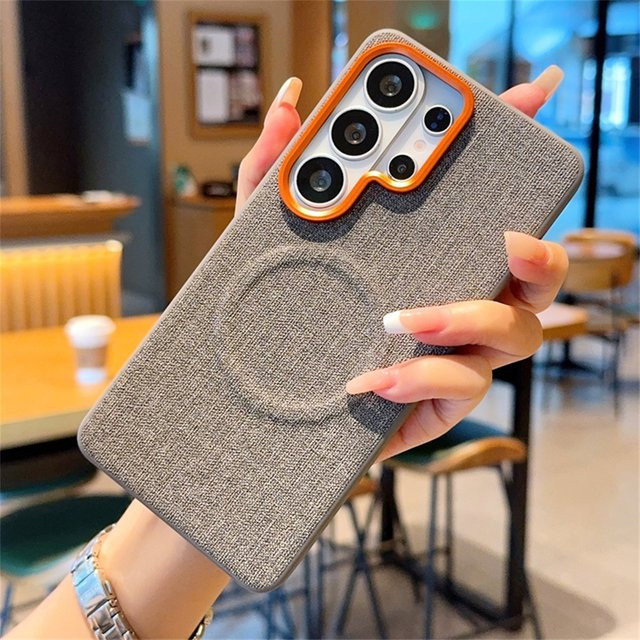 Stoßfeste magnetische Stoff-Handyhülle von lolozzx für Android in Schwarz oder Grau - Bild 1