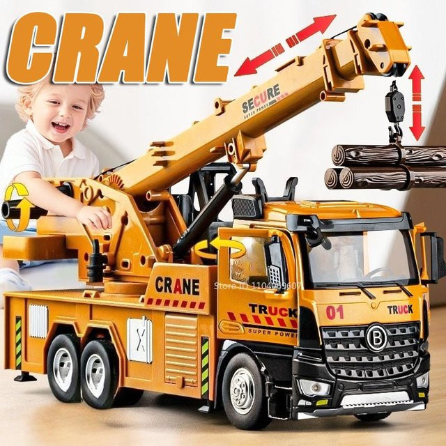 MAKEDA Engineering Crane Mixer Truck, Spielzeugmodell, 1:24, Metall, mit Licht und Sound - Bild 1