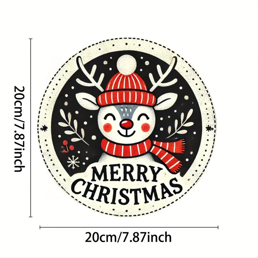 CIFBUY Rentier-Wandkunst aus Metall in Weiß, Weihnachtsdekoration mit Illustration, B/H: 20,3 x 20,3 cm - Bild 2