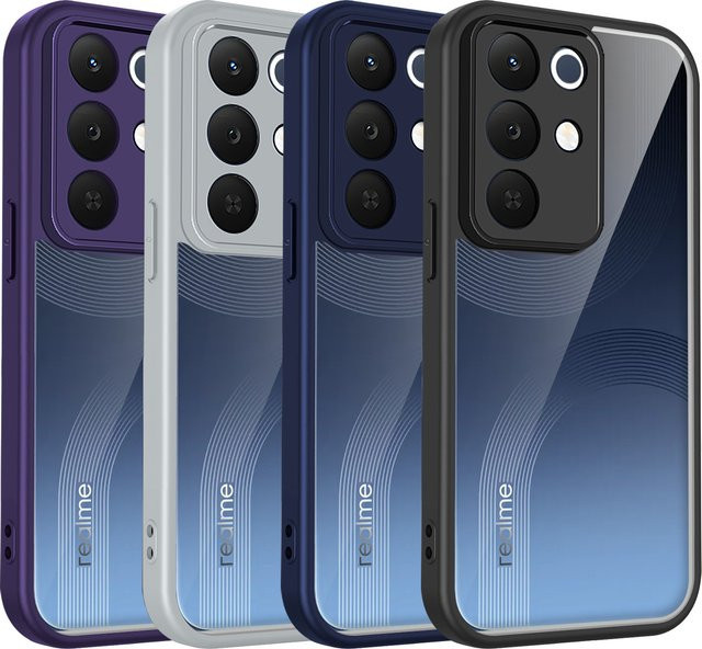 Transparente Silikon Handyhülle für Realme C85 Pro, Realme C85 und Realme Narzo 90x mit matter Rückseite und Luftpolster-Stoßfänger-Schutz - Bild 1