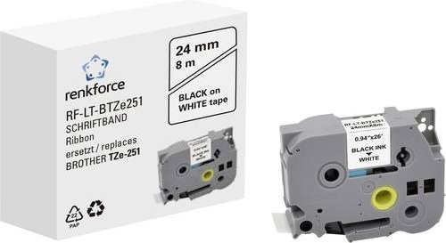 Renkforce RF-LT-BTZe251 Beschriftungsband kompatibel mit Brother TZe-251, Breite: 24 mm, Länge: 8 m, Farbe: Weiß, Schriftfarbe: Schwarz - Bild 1