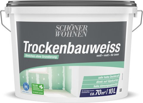 Schöner Wohnen Innenfarbe Trockenbauweiss, Weiß, 10 l - Bild 1