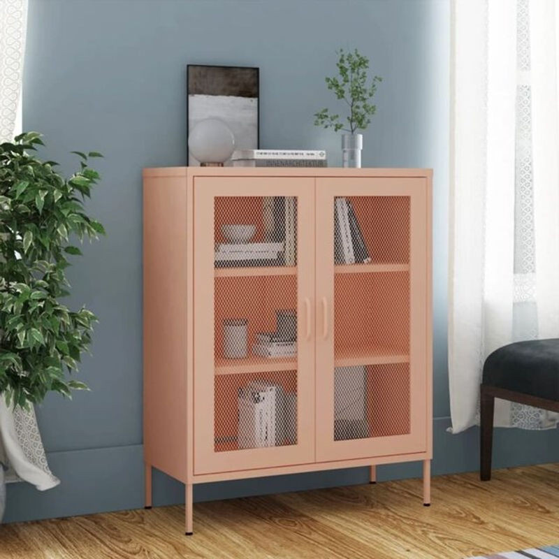 Vidaxl Anrichte Lagerschrank aus Stahl in Rosa, B: 80 cm, T: 35 cm, H: 101,5 cm - Bild 1
