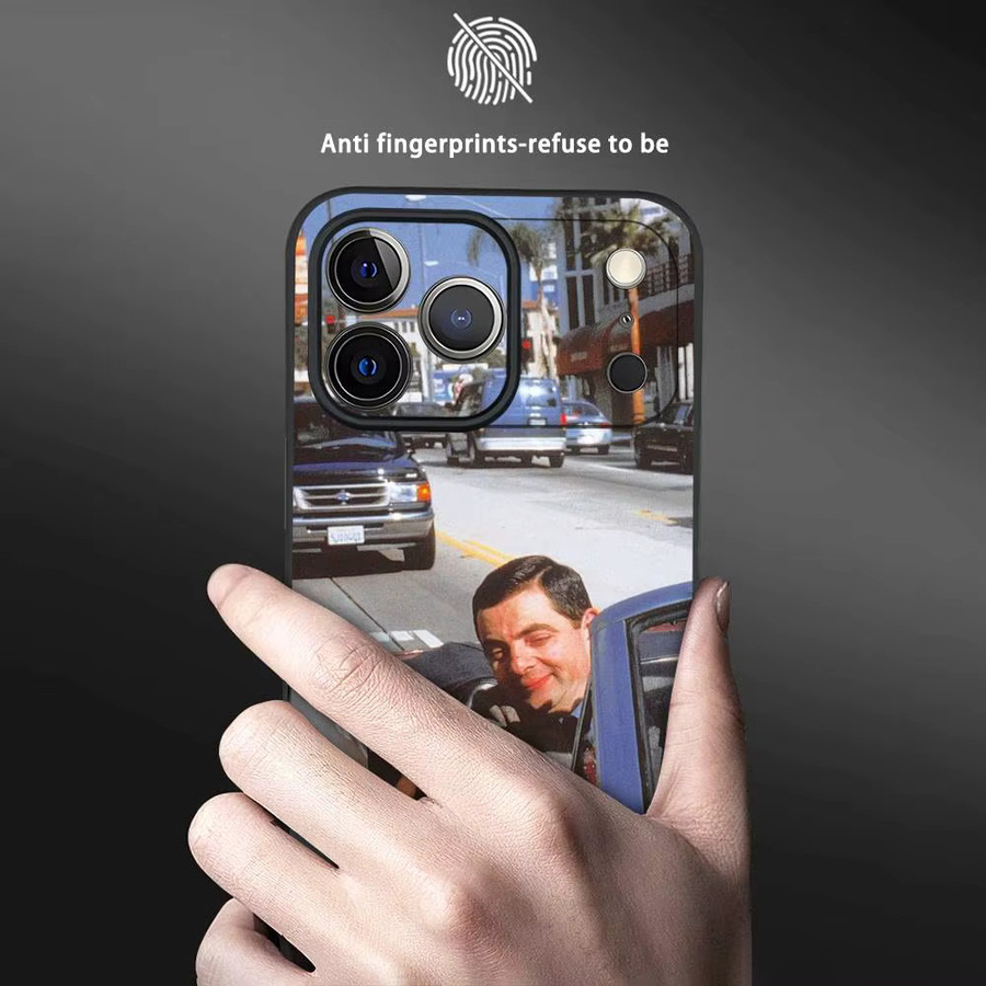 Mr B-Bean Cartoon Handyhülle für iPhone in Schwarz mit Frosted Soft Shell Design - Bild 4