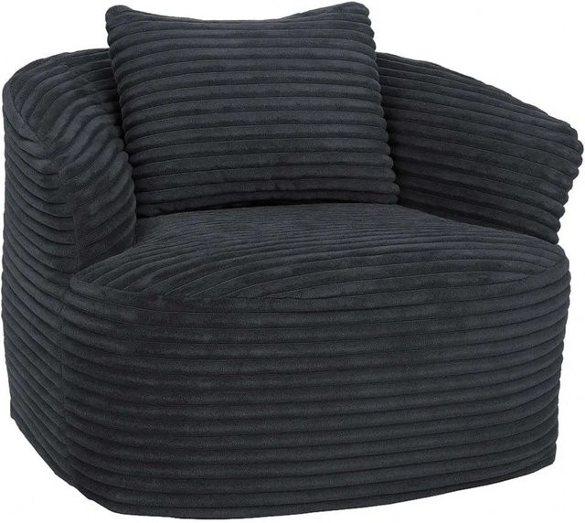 MCW Loungesessel P18 Polstersessel mit Armlehnen aus Cord in Dunkelgrau, B/T/H: 86 x 66 x 41 cm - Bild 2