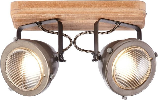 Brilliant Carmen Wood Deckenstrahler 2-flammig in Burned Steel und Holz mit schwenkbaren Köpfen für GU10 Leuchtmittel - Bild 1