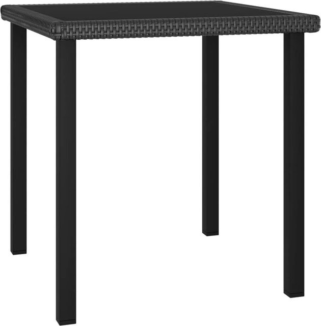 Furnicato Garten-Esstisch aus Poly-Rattan und gehärtetem Glas in Schwarz, B/T/H: 70 x 70 x 73 cm - Bild 1