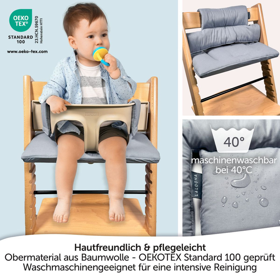 LaLoona Sitzkissen und Hochstuhlauflage für Stokke Tripp Trapp, beschichtet, Grau - Bild 3