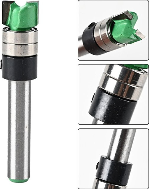 VIBRATITE Doppellager-Trimmfräser mit Stahlklinge und Profilbodenfräser in Silber für präzise Holzbearbeitung - Bild 1