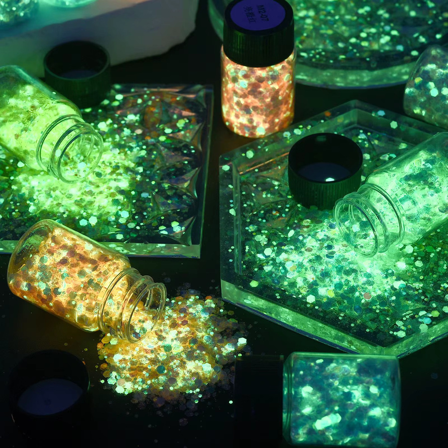 16-farbige leuchtende Pailletten in Multicolour für DIY-Epoxidharz, Schmuckherstellung und Nagelkunst - Bild 5