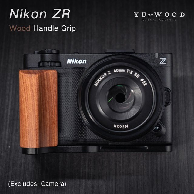 YUWOOD L-förmige Montageplatte mit Holzgriff für Nikon ZR in Braun mit integrierter Arca-Swiss Schnellwechselplatte für Arca-Typ-Stative - Bild 1