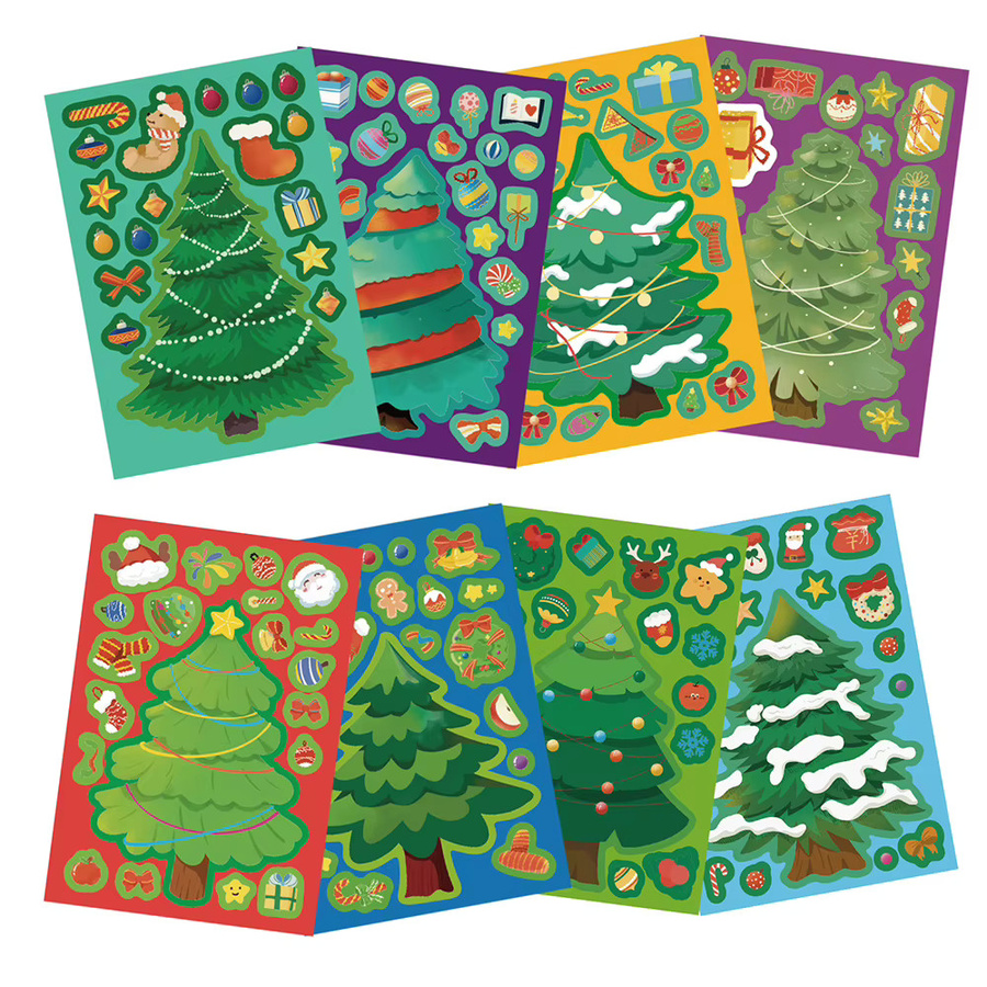 Charile Weihnachtsbaum-Puzzle-Aufkleber, DIY, 8/16 Blatt, Bunt / Mehrfarbig - Bild 3