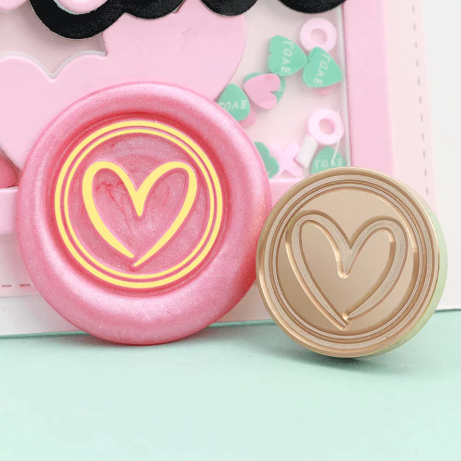 Wachsstempel aus der Valentinstag-Kollektion mit abnehmbarem Messingkopf und Holzgriff zum Dekorieren von Karten, Hochzeitseinladungen und Geschenken - Bild 3