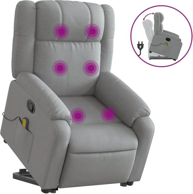 vidaXL Massagesessel Modell 5 mit Aufstehhilfe in Hellgrau aus Samt und Stoff - Bild 1