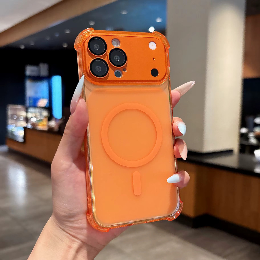 RPKKS 2-in-1 Anti-Sturz-Matte MagSafe Magnetische Handyhülle für iPhone 17 16 15 14 13 Pro Max Stoßfeste Acryl-Rückabdeckung in Orange - Bild 2
