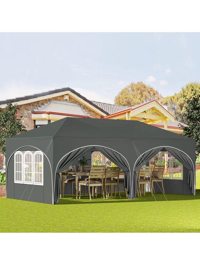 WOLTU Gartenpavillon Faltbarer Partypavillon mit 6 Seitenwänden in Grün, B/T/H: 600 x 300 x 300 cm, Wasserdicht und UV-Schutz - Bild 3