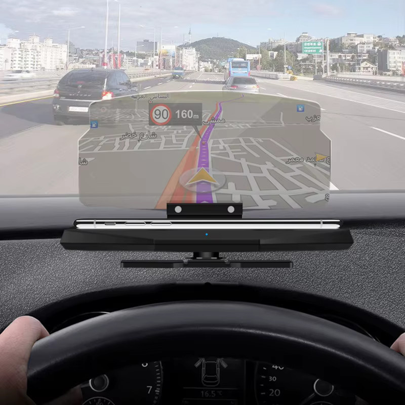 JINHF Auto-HUD Head-Up-Display mit GPS-Navigation und Smartphone-Halterung, Schwarz - Bild 2