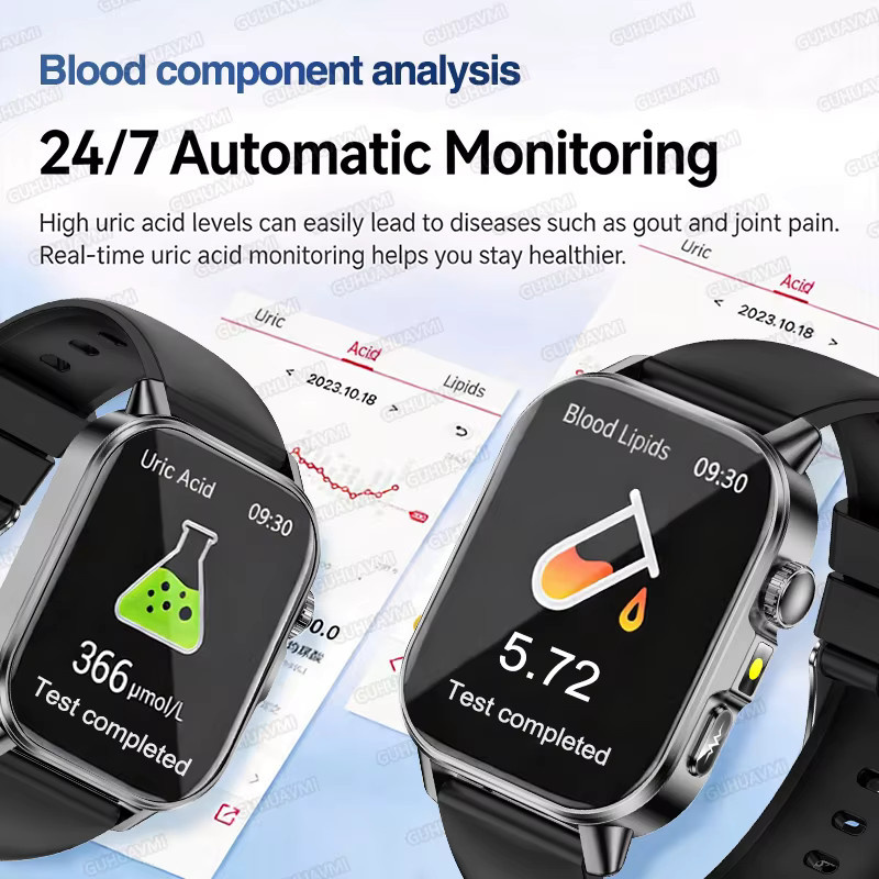 GUHUAVMI Smartwatch mit EKG-KI-Diagnose und Bluetooth-Anruffunktion in Schwarz - Bild 4