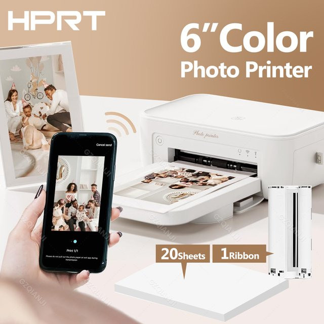 GZQIANJI Mini Tragbarer Farbfotodrucker mit Wifi Wireless Verbindung, 300 dpi Dye-Sublimation Technologie, Weiß - Bild 1