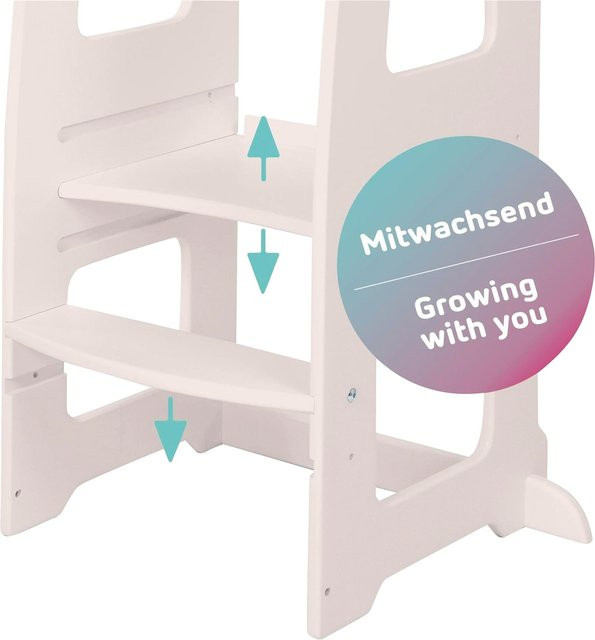 Babybay Lernturm Littlefoot aus Buchenholz in Beige und Weiß - Bild 1