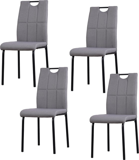 HTI-Living Esszimmerstuhl Denton 4er-Set aus Webstoff in Hellgrau - Bild 1