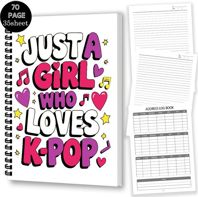 Spiral-Notizbuch im K-POP-Stil mit Sternen- und Herz-Motiv, A5, Softcover, liniertes Papier, Multicolour - Bild 1