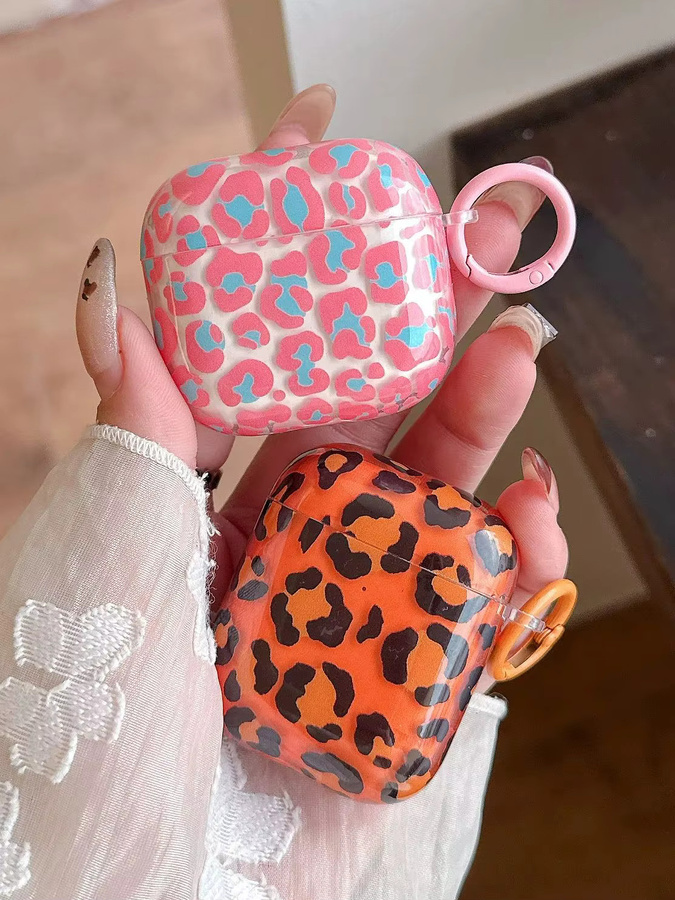 Glänzende Apple AirPods Schutzhülle mit Leopardenmuster in Pink und Multicolour für AirPods 1, 2, 3, 4 und Pro 2 - Bild 4