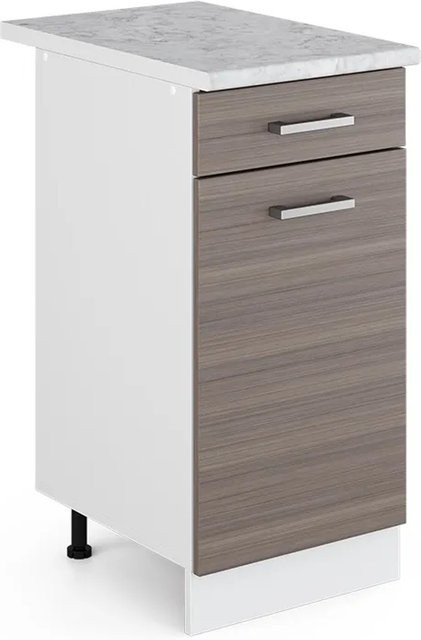 Vicco Küchenunterschrank R-Line Schubladenschrank in Grau/Weiß mit Marmor-Optik, Breite: 40 cm - Bild 1