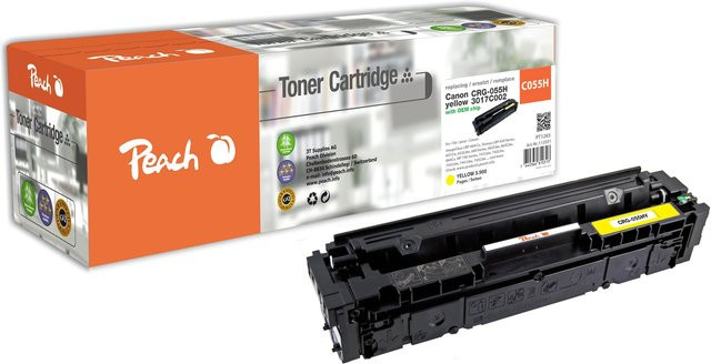 Peach HP 055 Hy Toner XL Gelb (wiederaufbereitet) für Canon CRG-055H, kompatibel mit Canon iSENSYS LBP-660, LBP-662 Cdw und MF 740 - Bild 1