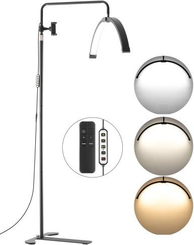 VEVOR Half Moon LED Stehlampe in Schwarz, dimmbar mit Fernbedienung und Handyhalterung für Wimpernverlängerung, Beauty und Skincare, aus Aluminiumlegierung - Bild 1