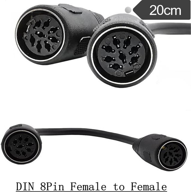 BSN Lautsprecher-Audiokabel 8-polig DIN-Buchse auf Buchse, Schwarz, Länge: 0,2 m - Bild 1