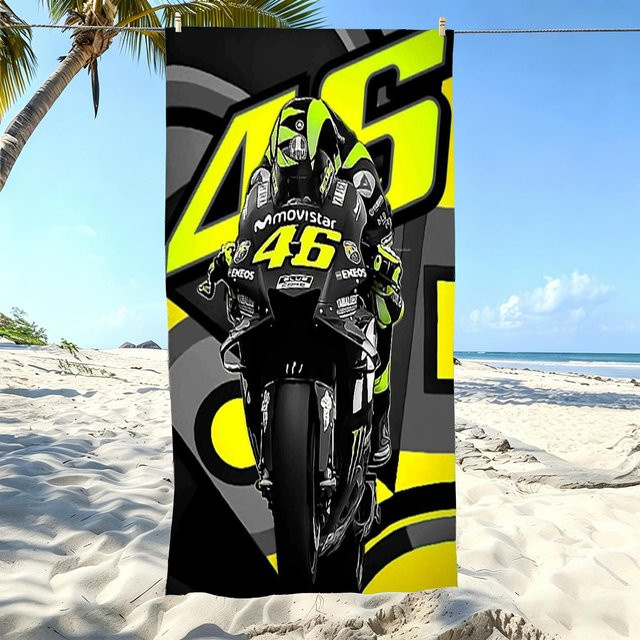 MotoGP Valentino Rossi VR46 #46 Strandtuch aus Mikrofaser in Grau, weich und schnelltrocknend, Breite: 40 cm, Länge: 60 cm - Bild 1