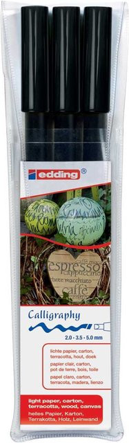 edding Kalligrafie-Stifte mit Brush-Spitze, Schwarz, 3 Stück - Bild 2