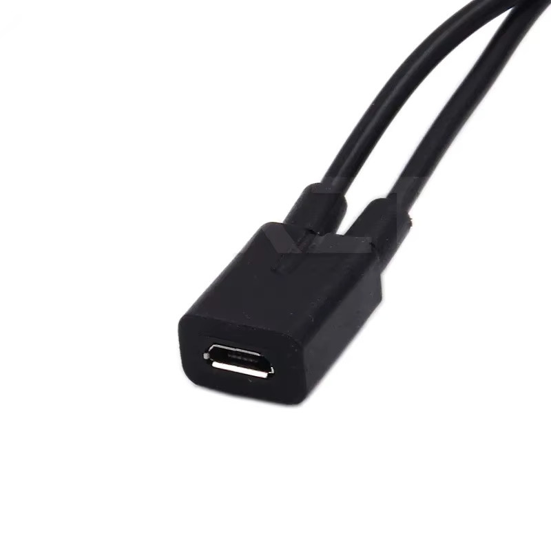 BSN Micro USB 2.0 Y-Splitter Kabel mit 1 Buchse und 2 Steckern für Daten und Ladung in Schwarz - Bild 2